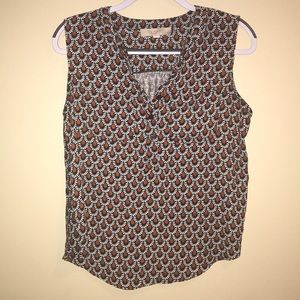 LOFT Top Red White Blue Size Petite Medium